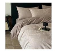 Cotone Lavato Set Biancheria 4pz Copricoperta Foglio ad Elástico Copricuscini，Morbidezza Estrema Confort Max Tutte Le Stagioni(Brown A,King)