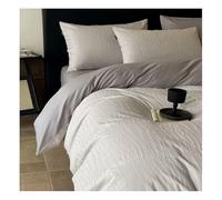 Cotone Lavato Set Biancheria 4pz Copricoperta Foglio ad Elástico Copricuscini，Morbidezza Estrema Confort Max Tutte Le Stagioni(Gray,Queen)