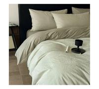 Cotone Lavato Set Biancheria 4pz Copricoperta Foglio ad Elástico Copricuscini，Morbidezza Estrema Confort Max Tutte Le Stagioni(Groen,King)