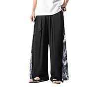 Cotone Lino Gamba Larga Pantaloni Mens Stile Cinese Patchwork Vintage Uomo Pantaloni Per Il Tempo Libero Estate Pantaloni Harem Maschili Pantaloni Moda K01 Nero Cinese Taglia L