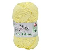 Cotone mercerizzato per uncinetto, ideale per amigurumi, granny square, quadretti copertine neonato, e hobby creativi, Gomitolo da 50 gr per 125 metri (Giallo Pastello 002)