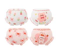 Cotone Mutandine Bimba Neonata Biancheria Intima in Cotone Pacco da 4, Slip da Bambina Bow Mutandine con Volant per Neonate Bambine Mutandine Undies da Bambino 0-5 Anni (03-Pink, 2-3 Years)