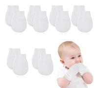 Cotone Neonato Guanti, Guantini Neonato Antigraffio 0-3 mesi, 6 paia, Bianco Puro, Adatto per Neonato, Bambino, Regalo Neonato