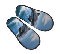 Cotone Pantofole Delfini Che Saltano Stampato Moda Ciabatte Eleganti Scarpe Di Cotone Per Unisex Hotel Casa M