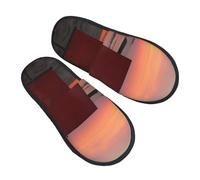 Cotone Pantofole Dipingere Il Tramonto In Riva Al Mare Lavabili Scarpe Di Cotone Antiscivo Pianelle Per Unisex Hotel Interno L