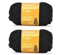 Cotone per Uncinetto per Principianti, Filato di Filato Cotone per Uncinetto, Filato per Uncinetto Adatto ai Principianti, Fai da te Preferibile Filato Uncinetto Yarn，2 x 50 g/80,Nero