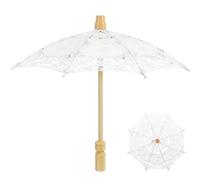 Cotone Pizzo Bianco Ombrello da Sposa e Manico | Stile Vintage Elegante, Accessorio Fotografico da Matrimonio, 1 Pezzo, per Costumi e Composizioni Floreali