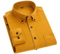 Cotone Velluto Camicia Manica Lunga Inverno Regular Fit Mens Camicia Casual Caldo Solido Camicie degli uomini con Pokets Autunno, G703., XXL