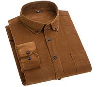 Cotone Velluto Camicia Manica Lunga Inverno Regular Fit Mens Camicia Casual Caldo Solido Camicie degli uomini con Pokets Autunno, G702., L