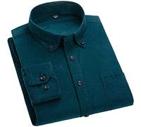 Cotone Velluto Camicia Manica Lunga Inverno Regular Fit Mens Camicia Casual Caldo Solido Camicie degli uomini con Pokets Autunno, G701., L