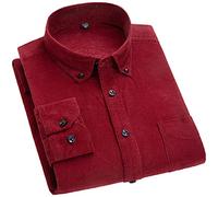 Cotone Velluto Camicia Manica Lunga Inverno Regular Fit Mens Camicia Casual Caldo Solido Camicie degli uomini con Pokets Autunno, G706., L