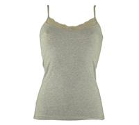 Cotonella 3/6 Top Canotta Donna Spalla Stretta Cotone Bielastico con Pizzo GD135