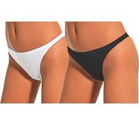 Cotonella 6 Slip Tanga Donna l'altra Cotone Elastico 3161 (5, 3BIANCHI/3NERI)