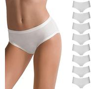 Cotonella 8 Pezzi Slip Donna L'Altra 3363 Midi in Cotone Bielastico, Bianco 5/XL