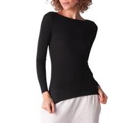 Cotonella ADD09 Maglia Donna Manica Lunga in Modal e Cachemire - Scollo a Barchetta Elegante - Ultra Morbida e Traspirante - Nero, 3/M