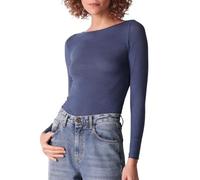 Cotonella ADD09 Maglia Donna Manica Lunga in Modal e Cachemire - Scollo a Barchetta Elegante - Ultra Morbida e Traspirante - Blu, 4/L