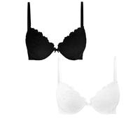 Cotonella Set 2 Reggiseni Pushup con Ferretto in Pizzo Bianco e Nero Daniela - A