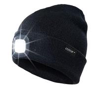 COTOP Cappello Uomo Illuminato Berretto 4 LED, Cappello con Luce LED Cappello Uomo Donna Invernali Berretto a 3 Livelli di luminosit LED Beanie cap… (Black)