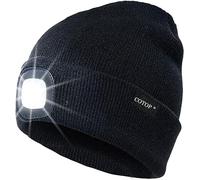 COTOP Cappello Uomo Illuminato Berretto 4 LED, Cappello con Luce LED Cappello Uomo Donna Invernali Berretto a 3 Livelli di luminosit LED Beanie cap… (Black)
