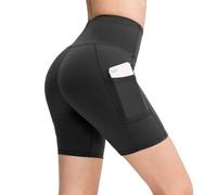COTOP Leggings corti da donna sportivi corti estivi, pantaloni da yoga a vita alta, pantaloni da corsa con tasca, pantaloncini per palestra, allenamento, fitness, jogging, corsa, motociclista, nero,