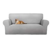 Cotopuro Copridivano 2 Posti (130-190CM) Con Braccioli, Copridivani in Velluto Elasticizzato Antigraffio Per Gatti, Copridivani Universale, Super Morbido e Confortevole - Grigio Chiaro