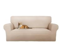 Cotopuro Copridivano 2 Posti (130-190CM) Con Braccioli, Copridivani in Velluto Elasticizzato Antigraffio Per Gatti, Copridivani Universale, Super Morbido e Confortevole - Beige