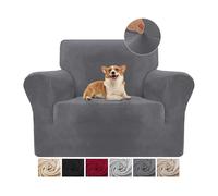 Cotopuro Copripoltrona 1 Posto (70-110CM) Con Braccioli, Copridivani in Velluto Elasticizzato Antigraffio Per Gatti, Copridivani Universale, Super Morbido e Confortevole - Grigio Scuro