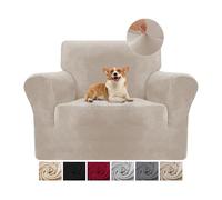 Cotopuro Copripoltrona 1 Posto (70-110CM) Con Braccioli, Copridivani in Velluto Elasticizzato Antigraffio Per Gatti, Copridivani Universale, Super Morbido e Confortevole - Cammello