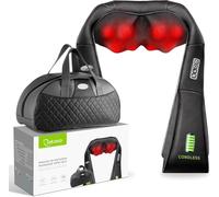 cotsoco Massaggiatore Shiatsu senza fili per collo e spalle con calore, massaggiatore portatile per collo e schiena, massaggiatore 3D per impastare i tessuti profondi per alleviare il dolore muscolare