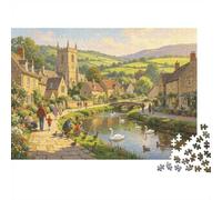 Cotswold Village Jigsaw Puzzles 1000 Piece Recyclable Material Rural Stream Puzzle for Adults Ottimo regalo Idea Divertente Family Gaming Time Activity 38x26cm/1000pcs