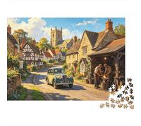 Cotswolds Village Puzzle 1000 Pezzis Riciclato Material Cozy Countryside Puzzle for Anziani Allevia la Demenza Senile Fun Attività di Gioco in Famiglia Home 52x38cm/1000pcs
