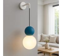 COTTAGE Applique da parete di Top Light pendente SFERA VETRO BIANCO E BLU