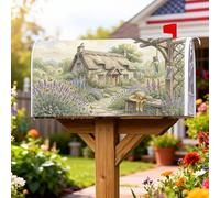 Cottage Coperture magnetiche per cassette postali, rustiche, rustiche, lavanda, farfalle, verde primavera, copertura stagionale per cassette postali per decorazioni esterne, 53 x 64 cm