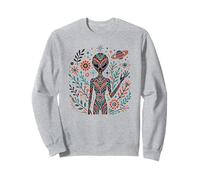 Cottage Core Alien con fiori e pianeti, Boho Space Felpa