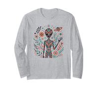 Cottage Core Alien con fiori e pianeti, Boho Space Maglia a Manica