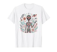 Cottage Core Alien con fiori e pianeti, Boho Space Maglietta