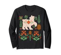 Cottage Core Nordic Winter Bear Pigna e Natura Maglia a Manica