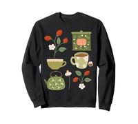 Cottage Core - Stampa artistica con fiori di tè e fragole Felpa