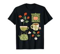 Cottage Core - Stampa artistica con fiori di tè e fragole Maglietta