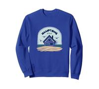 Cottage costiero in Stile Hamptons Casa sulla Spiaggia Felpa, Unisex per Adulti, Blu Reale, XXL