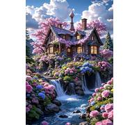 Cottage Flowers River - Puzzle 1200 Pezzi - puzzle Fai da te 75x50 cm,Intrattenimento Creativo - Puzzles Per Adulti E Tutta La Famiglie