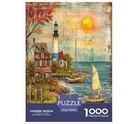 Cottage in Riva al Mare | Vintage Puzzle Da 1000 Pezzi, Gioco Educativo Impegnativo Rilassante Per Adulti E Ragazzi, Elegante Decorazione Per La Casa | Regalo 70x50cm/1000pcs