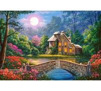 Castorland-1000 pc-Cottage in The Moon Garden Puzzle, Multicolore, Castorland_C-104208-2