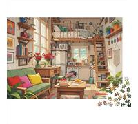 Cottage Interior Puzzle da 1000 Pezzi Carta Riciclata Home Art Puzzles for Elderly Fun And Challenging Family Game Holiday Blessings 52x38cm/1000pcs
