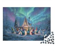 Cottage nella Foresta con Aurora Puzzle 1000 Pezzi Carta per Adulti Scenario Notturno Magico Gioco di Puzzle Relax Casa Famiglia 38x26cm/1000pcs