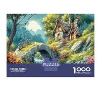Cottage nella foresta Jigsaw Puzzle Impossible 1000Pcs Ponte di pietra Decorazione Per La Casa. Giochi Rilassamento E Intelligence Per Adulti E Ragazzi Da 14 Anni 38x26cm/1000pcs