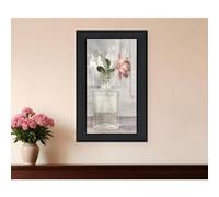 Cottage Peach Rose Black Framed Print Wall Art