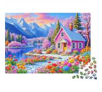 Cottage rosa paesaggio Puzzle 1000 Pezzi Adulti In Stampa Ad Alta Definizione,Un Puzzle Per Giochi Di Puzzle Per Lo Sviluppo Cognitivo,Ideale Per Fun Fresent & Activity Per La Casa,Il Puzzle Più V