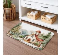 Cottage Tappetino da bagno ad asciugatura rapida, tappetino da doccia assorbente, con foresta rustica, antiscivolo, in flanella, lavabile, per bagno, WC, decorativo, 50 x 81 cm