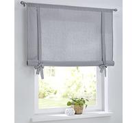 Cottage - Tenda a pacchetto a quadretti con coulisse, per bastoni tende, stile rustico, cucina a quadri, colore: bianco/grigio, tenda a rullo, larghezza 45 cm x altezza 100 cm